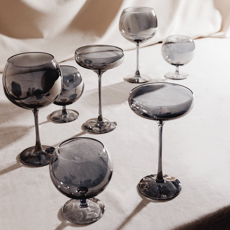 Sphere Stemmed Wine Glasses Set of 4 - 21 oz Smoke Iridescent
