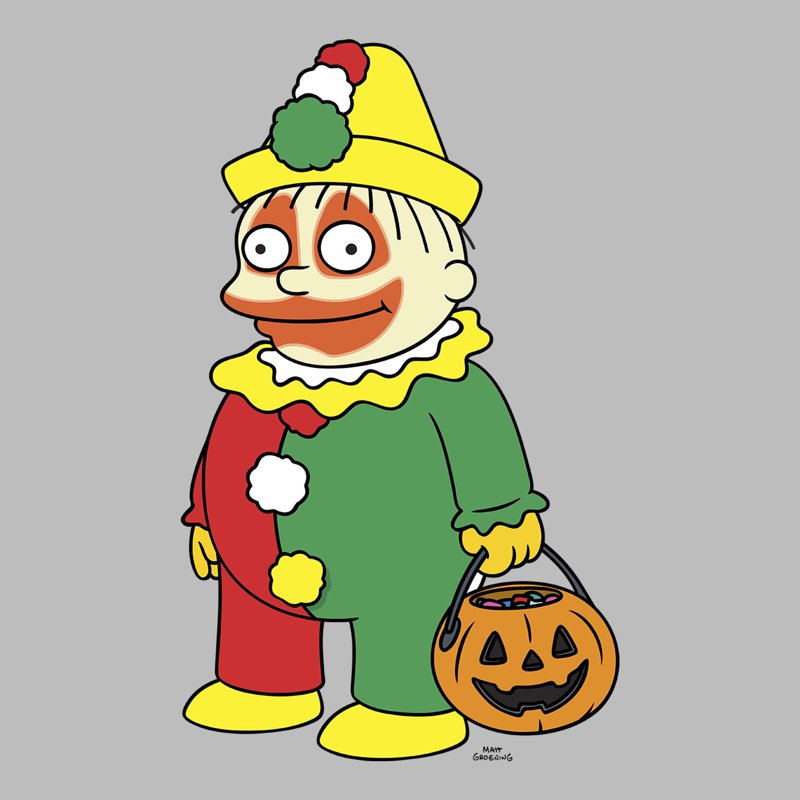 Men's The Simpsons Halloween Clown Ralph Graphic T-Shirt Ice Grey S