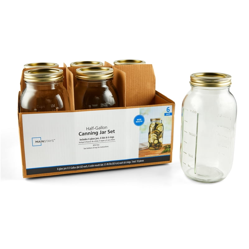 64 oz Wide Mouth Mason Jars - 2 Pack Glass Canning Jars