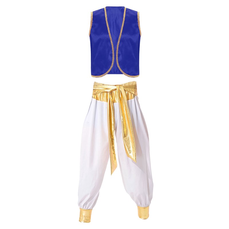 Arabian Prince Costume for Men - Royal Blue & White Harem Vest & Pants XL