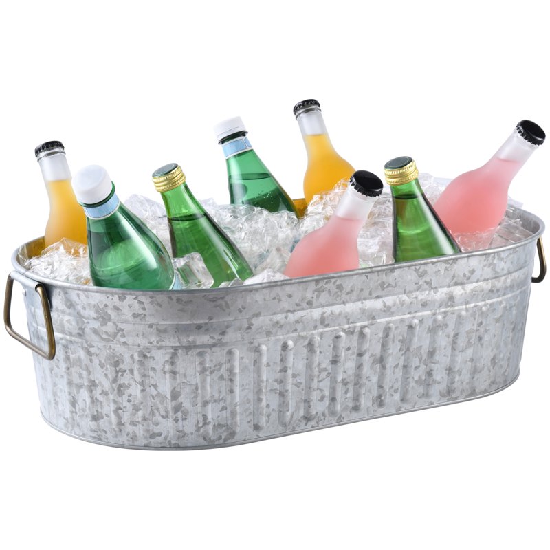 Galvanized Oval Tub - 2 Pack, 20.27" W x 11.22" D x 5.70" H