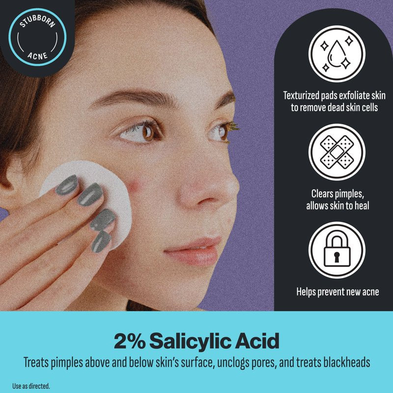 2% Salicylic Acid Acne Treatment Pads - Deep Pore Cleansing Facial Wipes