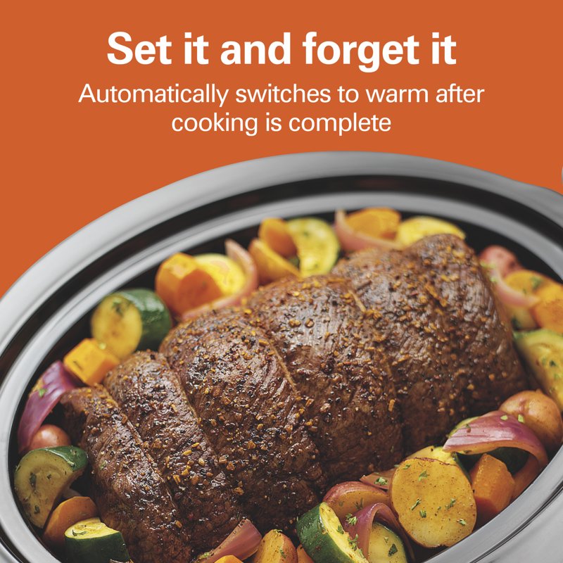 7 Quart Programmable Slow Cooker with Removable Stoneware Crock - Stainless