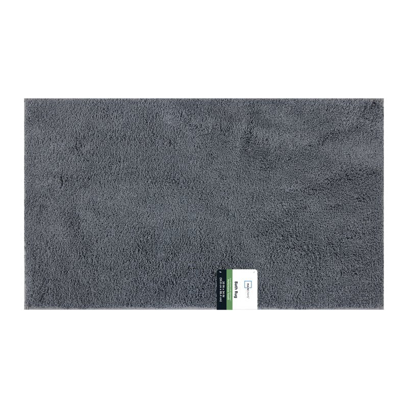 Mainstays Recycled Polyester Bath Rug - Grey, 20 x 34 Inches - Non-Slip, Machine Washable