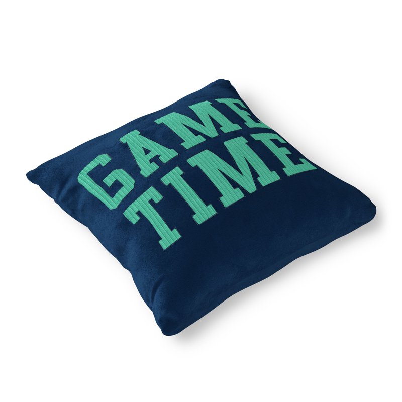 Kids Game Time Throw Pillow - Blue 16x16 Inch Decorative Cushion