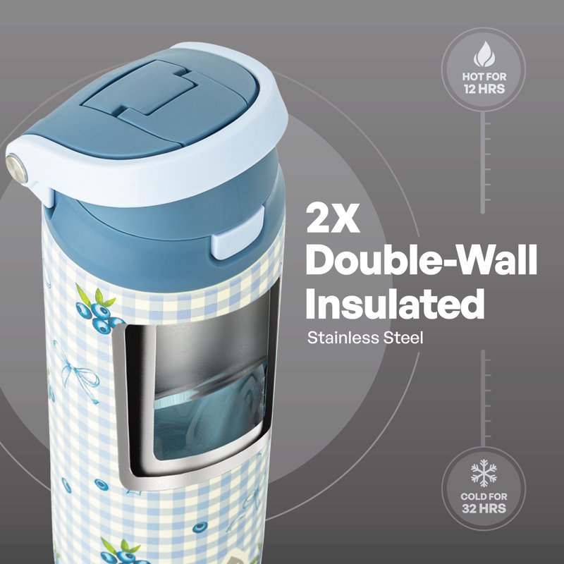 24oz Stainless Steel Insulated Water Bottle with Straw & Chug Lid - Blueberry