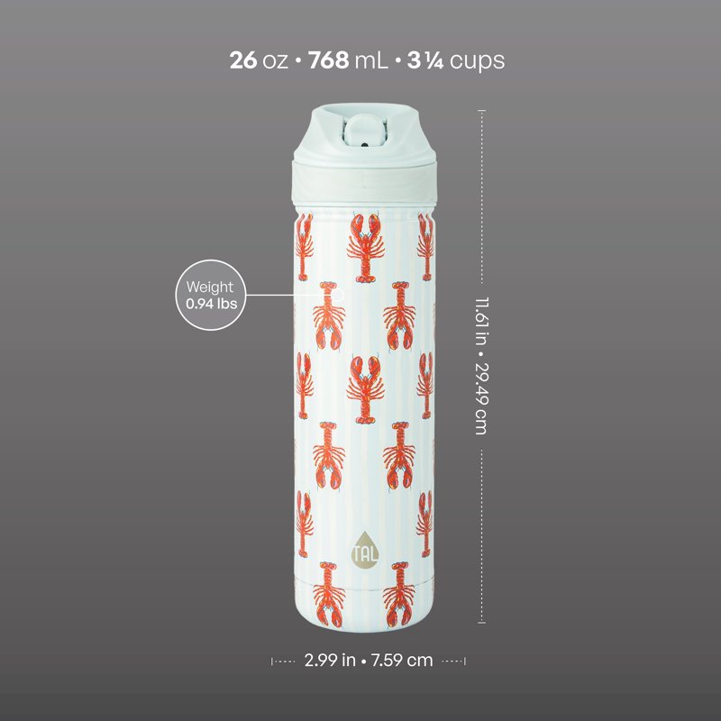 26oz Stainless Steel Ranger Water Bottle with Easy Sip Straw - Lobster