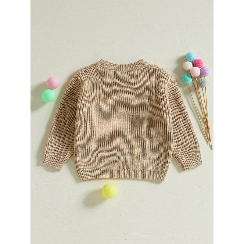 Toddler Baby Fall Sweater - Golf Letter Embroidery, Long Sleeve Crew Neck, Size 6-9 Months - Style 43