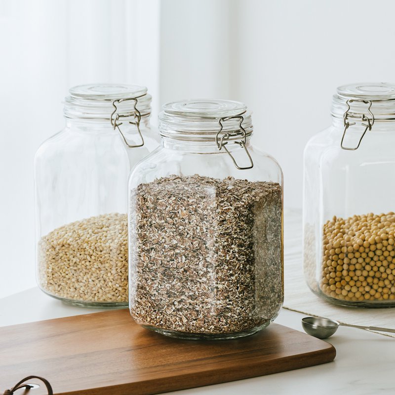 Airtight Glass Storage Jar with Locking Lid - 106 oz