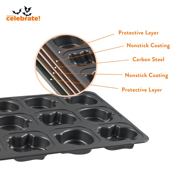 Halloween Cakelet Pan 12-Cavity 17x13 Inch Non-Stick Bakeware