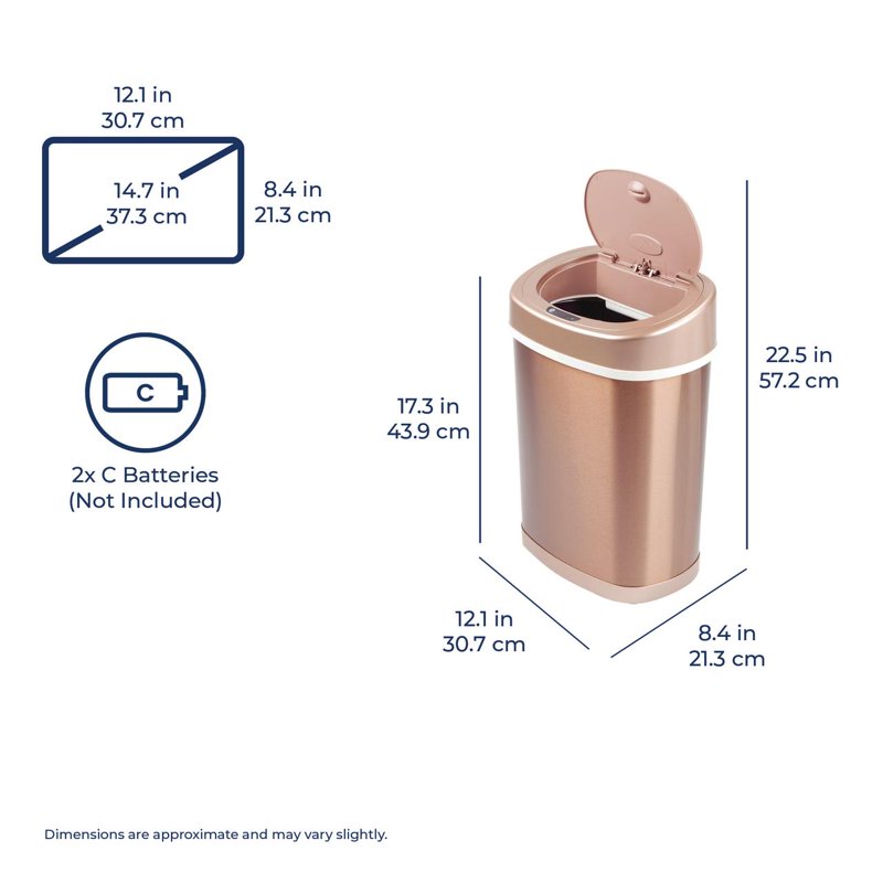 4 Gallon Stainless Steel Automatic Trash Can - Gold