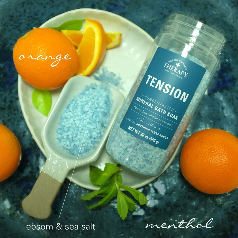 Tension Relief Mineral Bath Soak with Epsom Salt & Essential Oils, 20 oz