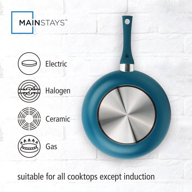 Ceramic Nonstick Aluminum Frypan Set - 3-Piece, Blue