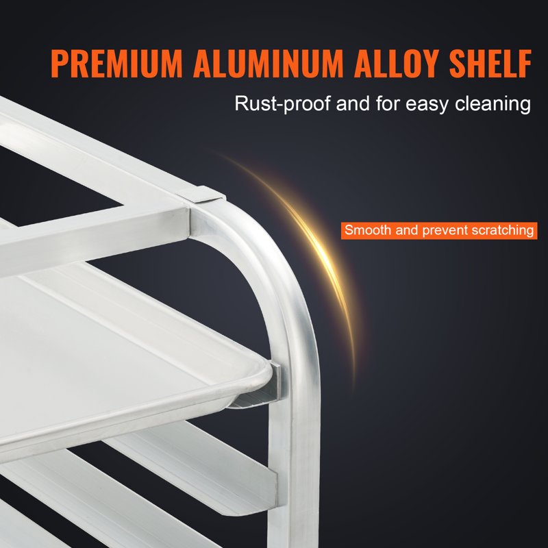10-Tier Aluminum Bakery Rack with Casters - 26x20.3x39