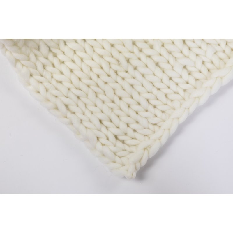 Cream Knitted Throw Blanket 50x60 Inches - Soft Hand-Knitted Home Decor