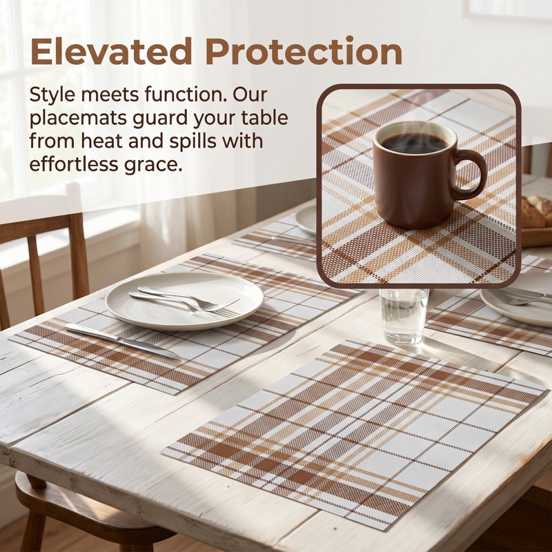Washable Orange Placemats Set of 6 for Kitchen Dining Table
