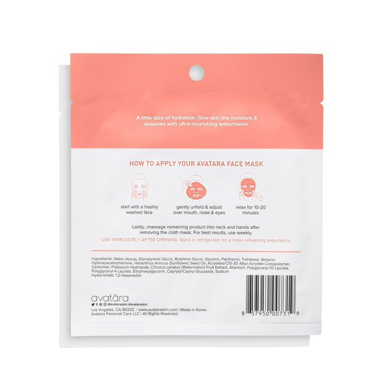 Watermelon Hydrating Sheet Face Masks - 5 Pack for Dewy Glowing Skin