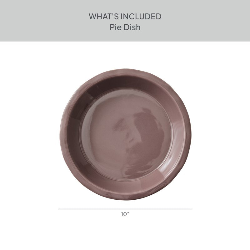 10-Inch Stoneware Pie Dish with Floral Design