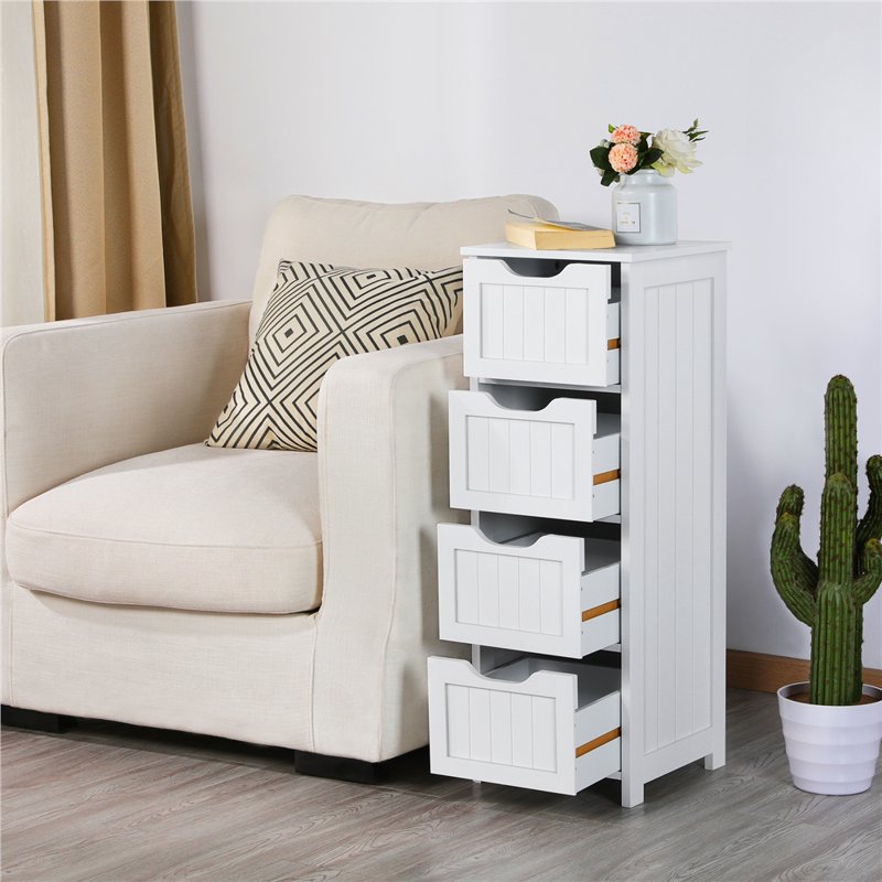 Renwick Wooden Bathroom Storage Cabinet with 4 Drawers - White - Variation