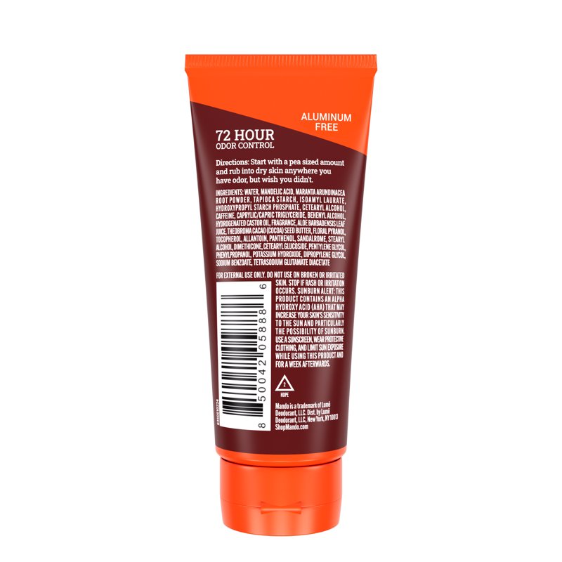 Whole Body Deodorant for Men - Invisible Cream, Aluminum Free, Bourbon Leather - 2.2oz