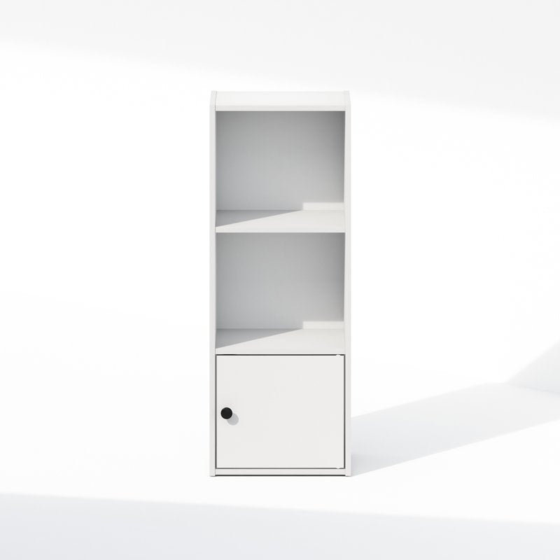 3-Tier Standing Shelf Bookcase with Storage Cabinet - White