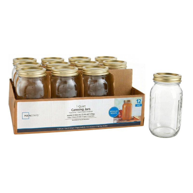 32 oz Mason Jars - 2 Pack Regular Mouth Quart Canning Jars with Lids