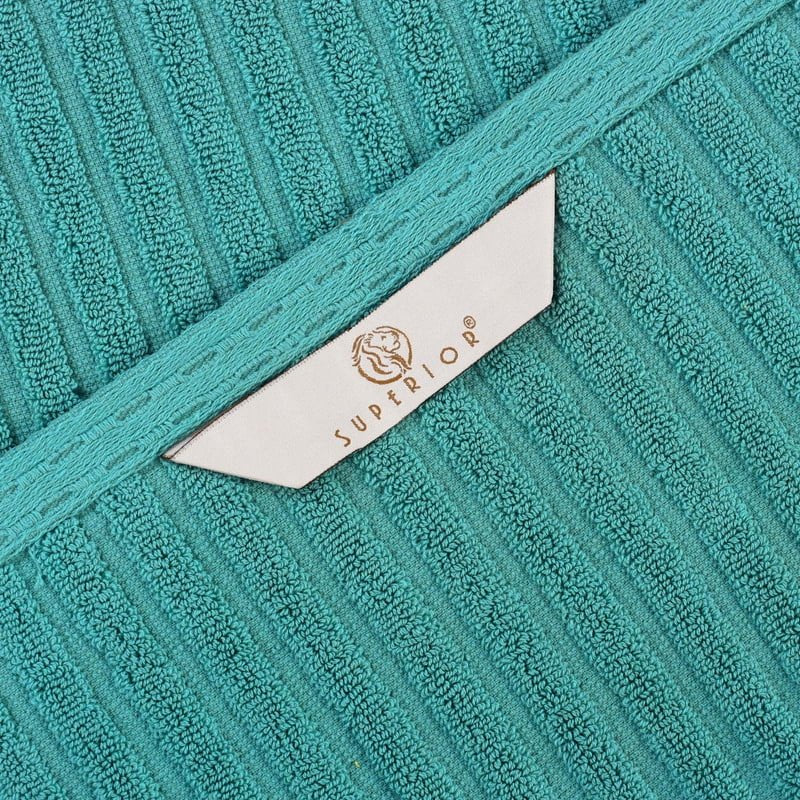 Turquoise Face Towel 12-Pack - Ribbed Cotton Washcloths for Bath & Skincare - Superior Soho Set