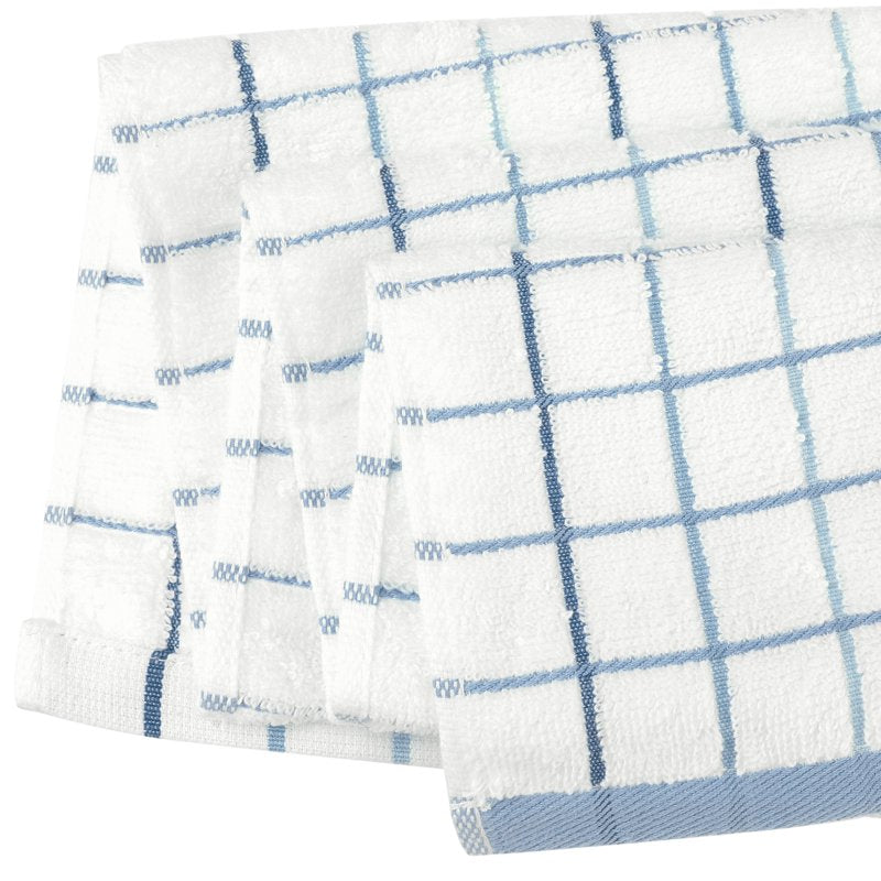Blue Hand Towels Set - 14x28 Inches, 4-Pack, Absorbent Cotton Bathroom & Kitchen Towels