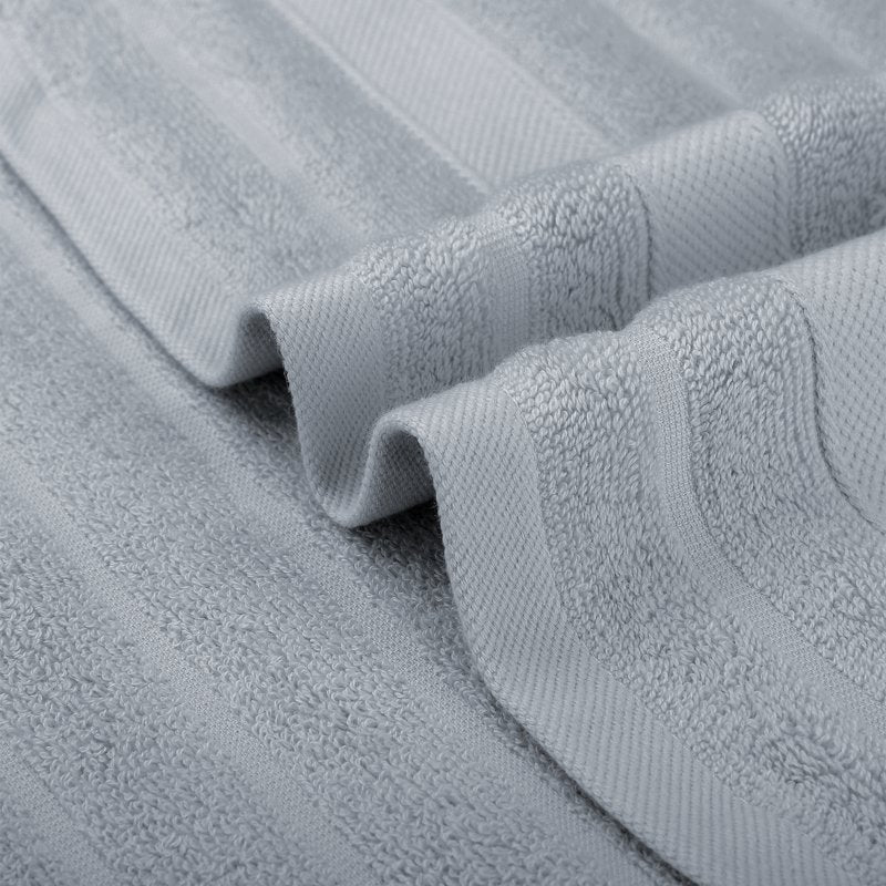 Cotton Hand Towels Set - Striped Pattern, Quick-Drying, 14x30 Inches, Grey Pink - Unique Bargains