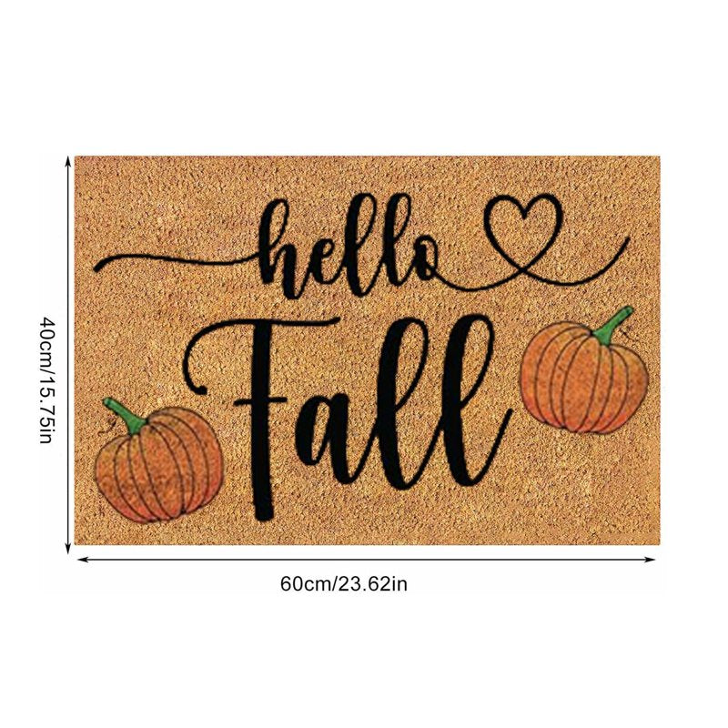 Fall Coir Doormat with Pumpkins - Non-Slip Farmhouse Entrance Rug 15.7 x 23.6 Inches