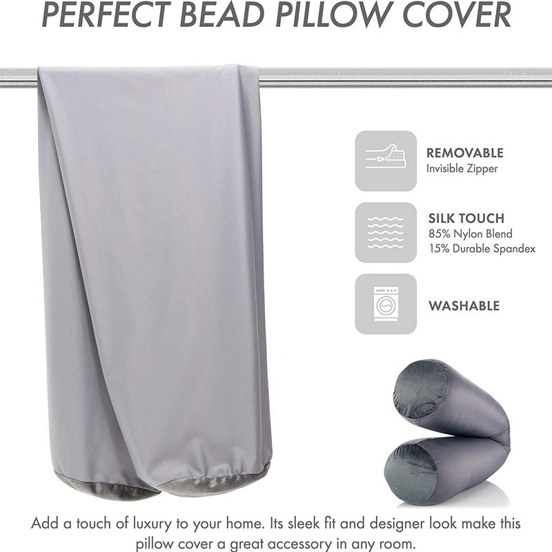 Silky Body Pillow Cover - Dark Grey, 85% Spandex/15% Nylon, Anti-Wrinkle & Hair Protecting, Standard