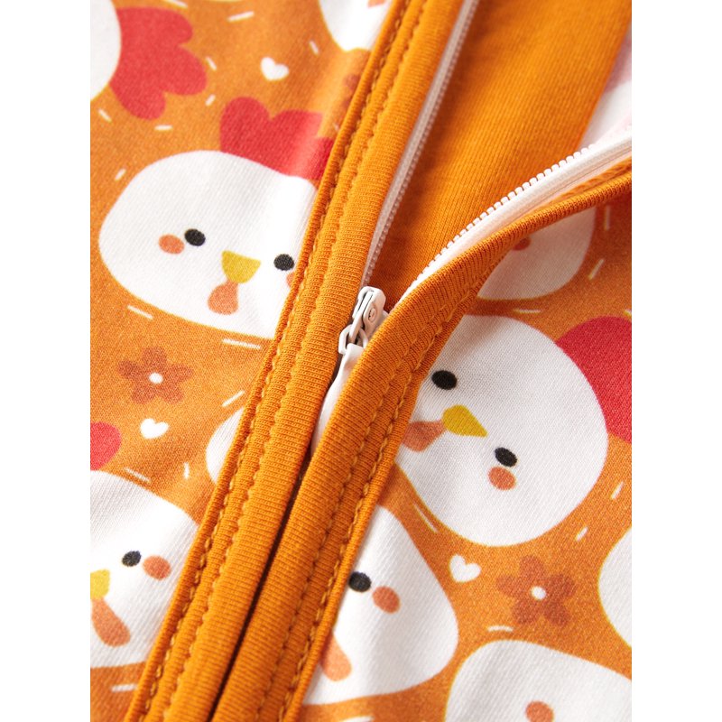 Baby Pajamas with Bamboo Viscose Footless Zip-Up Sleep N Play for 3-6 Months - Orange, Variation 5#