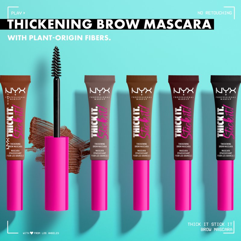 Tinted Eyebrow Gel with Hair-Like Fibers for Thickening and Shaping