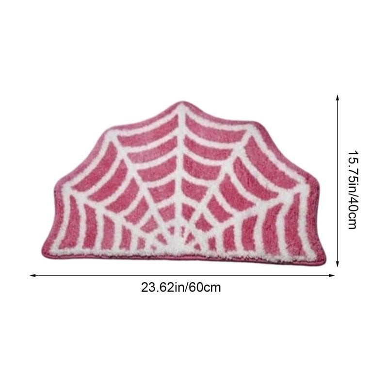 Halloween Spider Web Bathroom Rug - Non-Slip Plush Floor Mat, E Variation