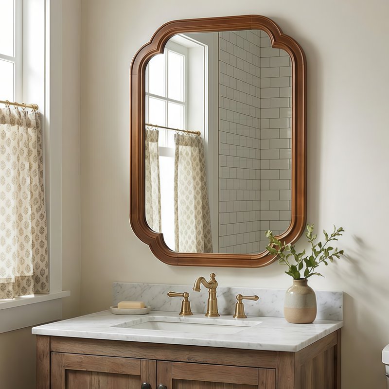 24x36 Inch Solid Wood Frame Decorative Mirror - Dark Walnut