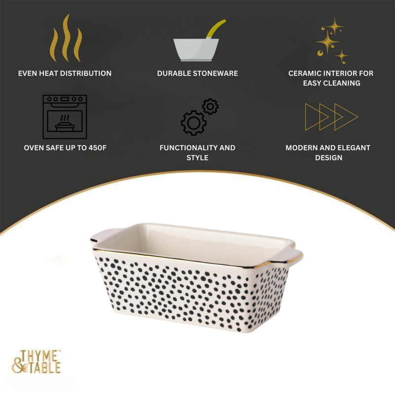 Mini Loaf Pan - 3.5" Ceramic Baking Dish, Dot Edition