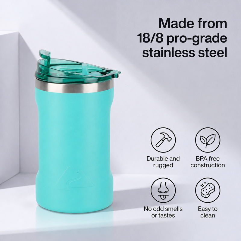 16oz Stainless Steel Can Tumbler with Ceramic Lining & 2-in-1 Lid - Teal