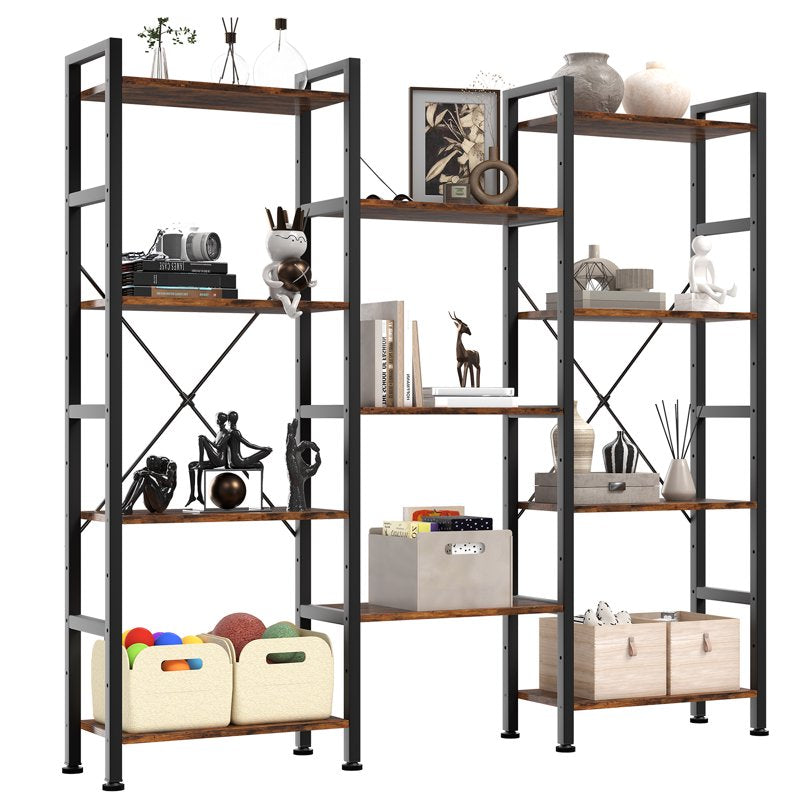 Modular 4-Tier Bookshelf with Adjustable Height - Industrial Design