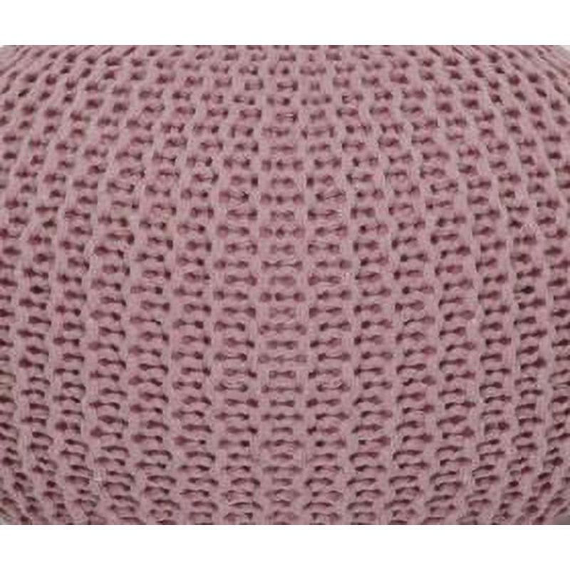 Pink Round Knit Pouf Ottoman - Contemporary Polyester Footrest & Accent