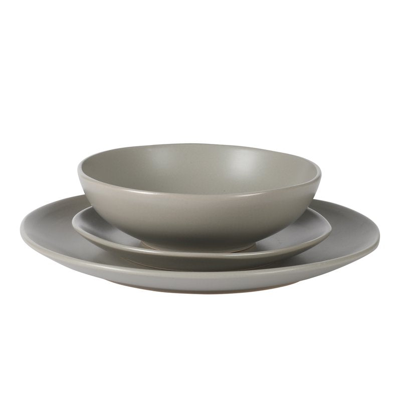 Matte Grey Stoneware Dinnerware Set - 12-Piece