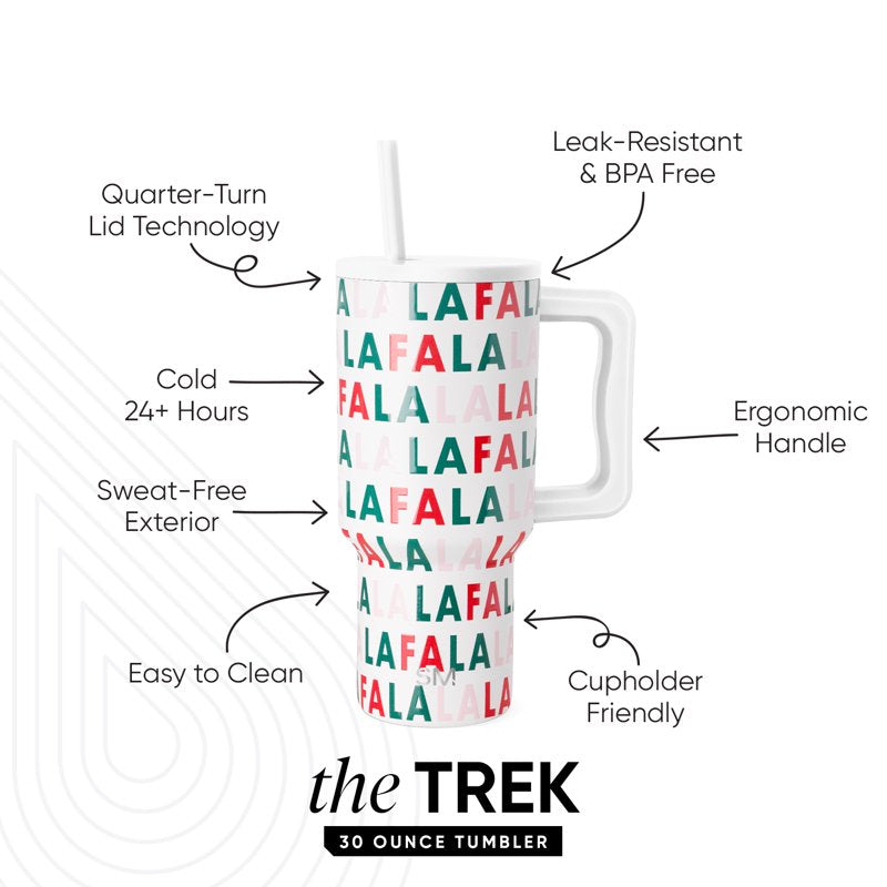 Insulated Stainless Steel Trek Tumbler with Straw Lid - Fa La La