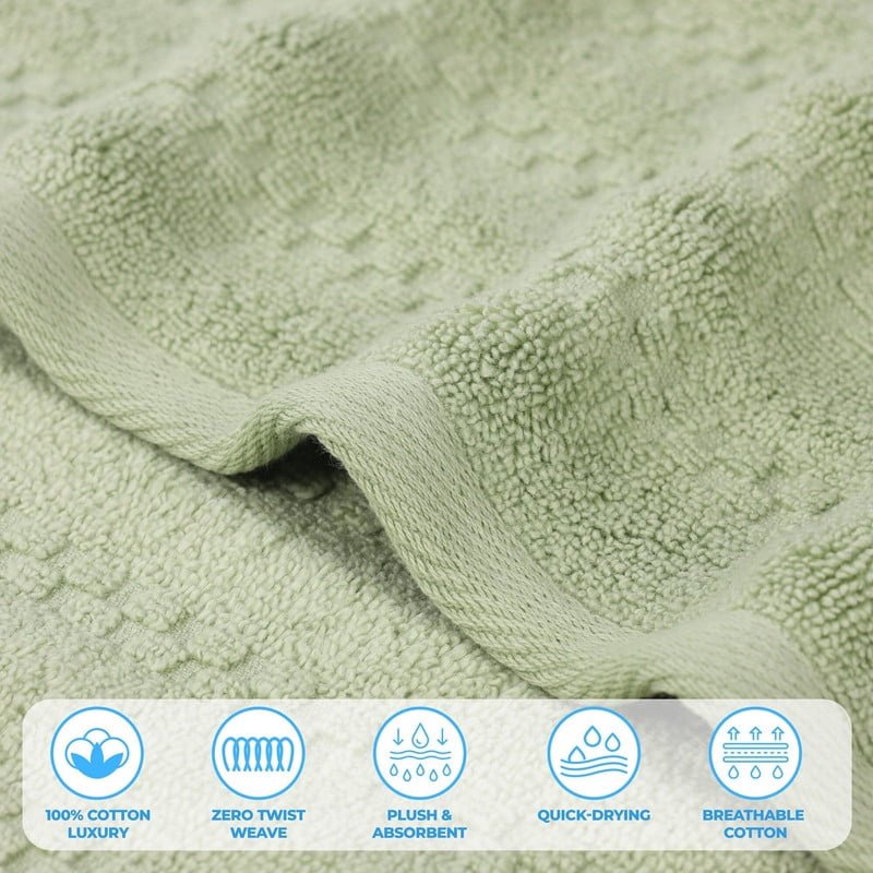 Green Cotton Waffle Textured 2-Piece Bath Sheet Set - Zero Twist Absorbent Towels
