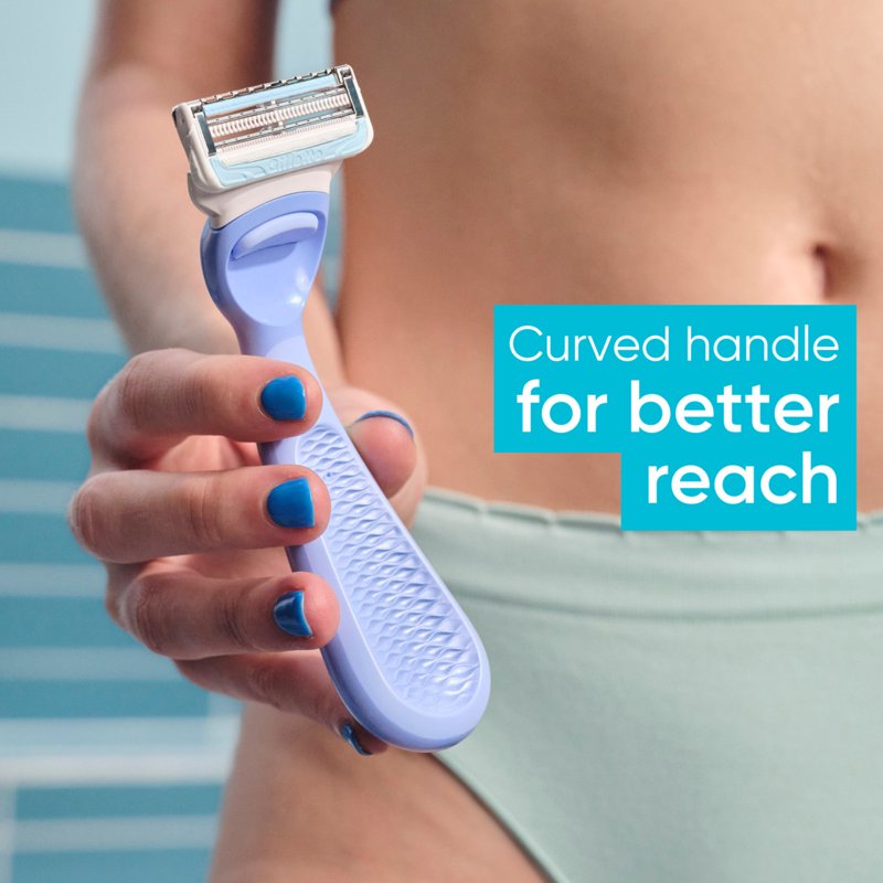 Pubic Hair & Skin Razor for Women - Ergonomic Handle with 2 Blade Refills
