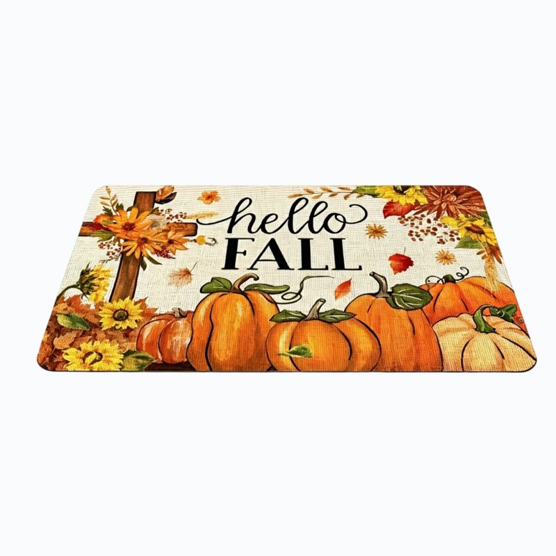 Thanksgiving Harvest Doormat - Hello Fall Seasonal Front Door Mat (Y)