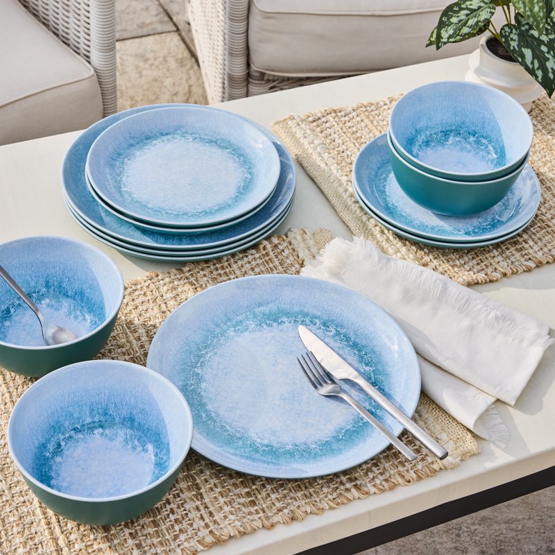 Reactive Blue 36 oz Bamboo Melamine Dinner Bowl - 8.7"