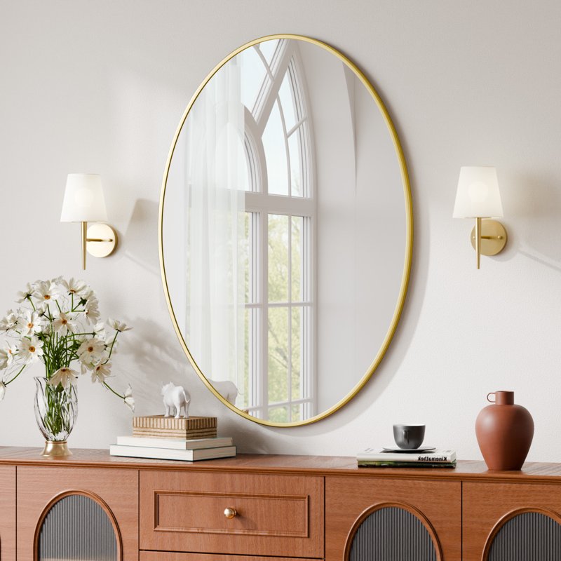 Oval Bathroom Mirror Wall Mirror 26x38 Gold - Elegant Wall Decor