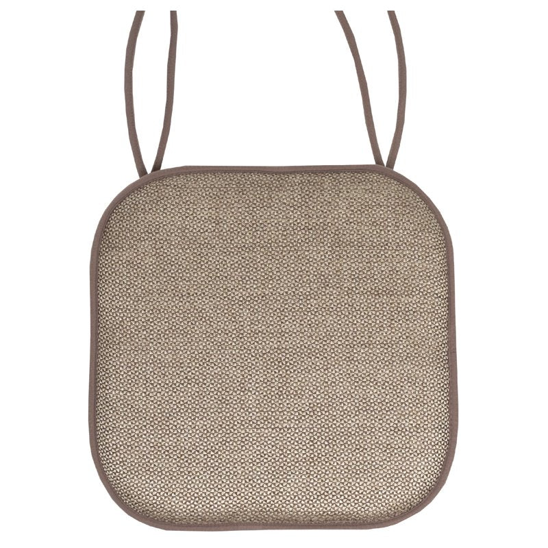 16" x 16" Beige & Brown Square Chair Pads - 4-Pack with Ties