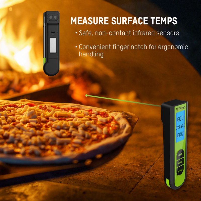 Dual Function Infrared Digital Thermometer with Meat Probe - Green