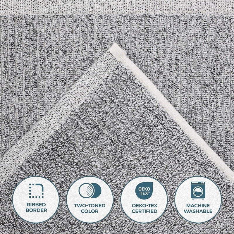 Charcoal Cotton Blend Bath Towel Set - 8 Piece Medium Weight Soft Towels with Variations