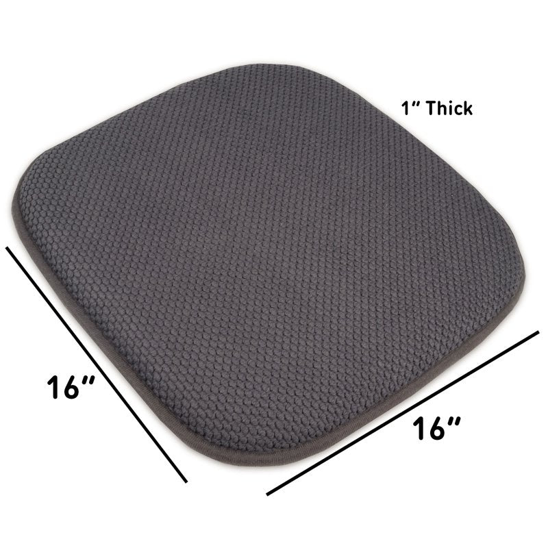 Memory Foam Chair Pad 16" x 16" Non-Slip Back - Gray, 6-Pack